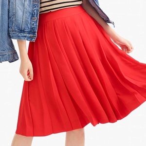 J. Crew Double Pleated Midi Skirt in Bright Cerise